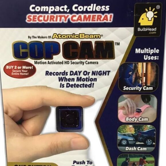 Cop Cam Security Compact Cordless HD Camera One Cubic Inch
